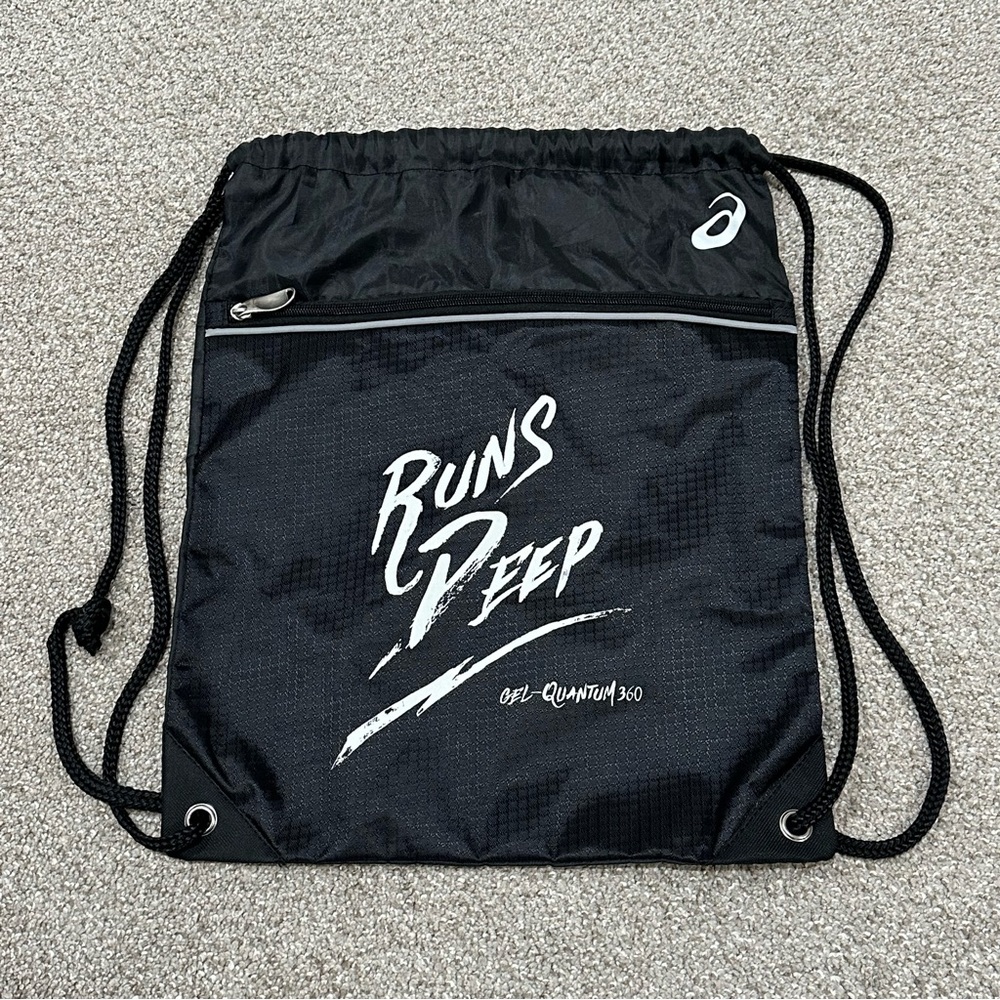 NWOT Asics Black Drawstring Style Backpack